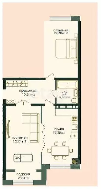 2-к кв. Дагестан, Каспийск просп. Акулиничева (72.19 м) - Фото 1