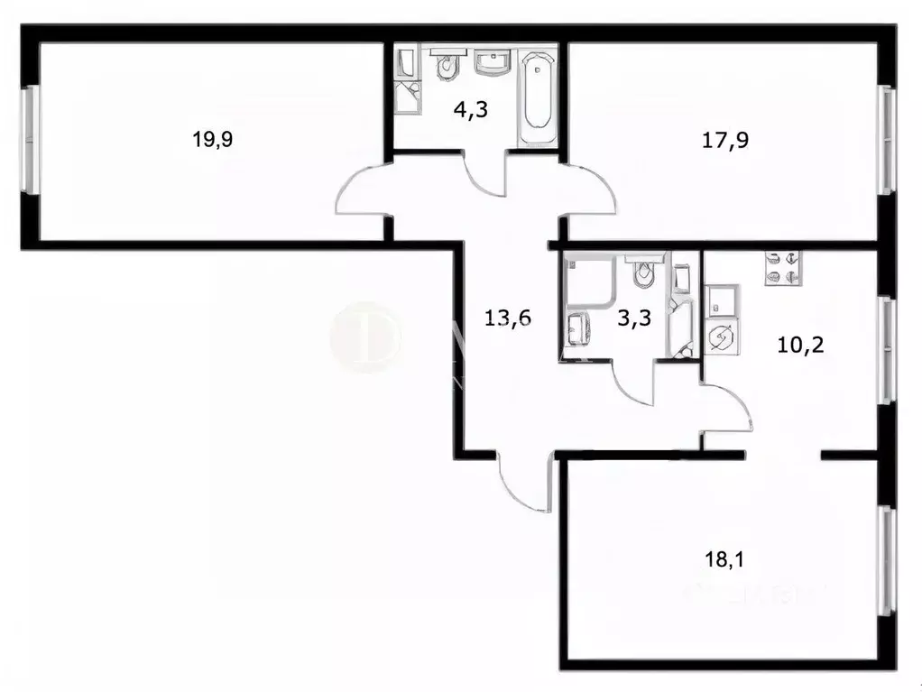 3-к кв. Московская область, Мытищи ул. Мира, 39 (87.6 м) - Фото 2