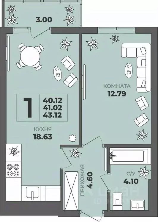 1-к кв. Калининградская область, Калининград ул. Генерала Толстикова, ... - Фото 1