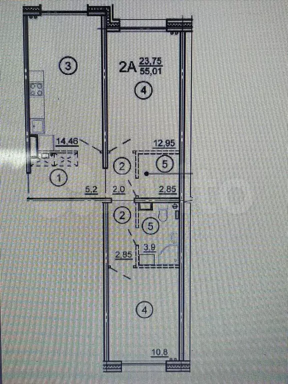 2-к. квартира, 55 м, 9/15 эт. - Фото 0