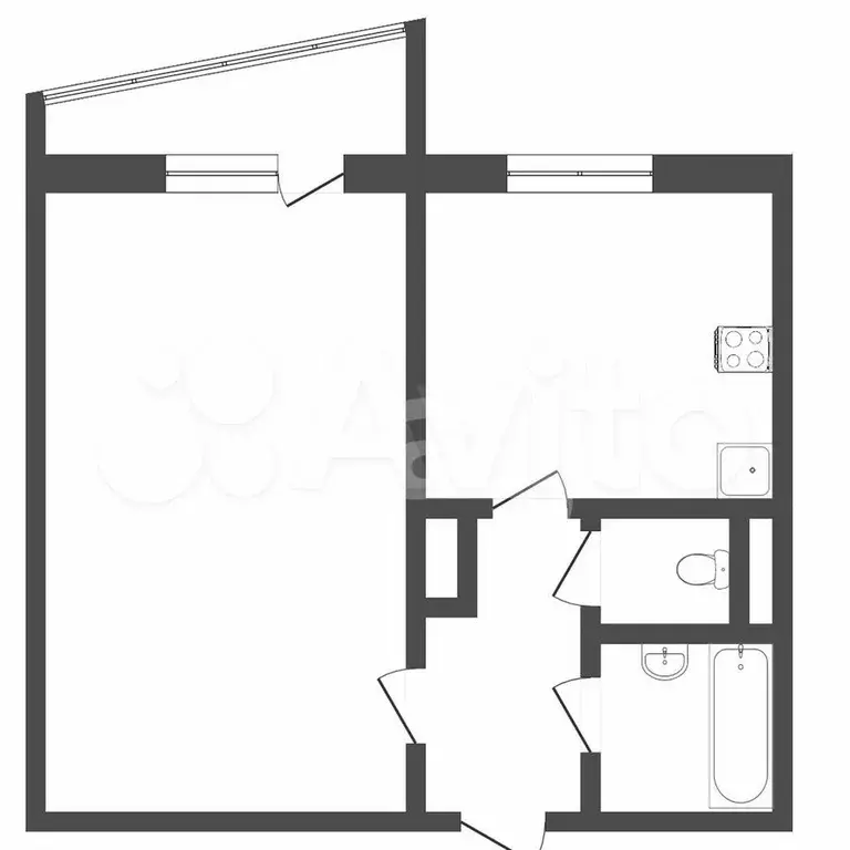 1-к. квартира, 33,7 м, 5/9 эт. - Фото 0