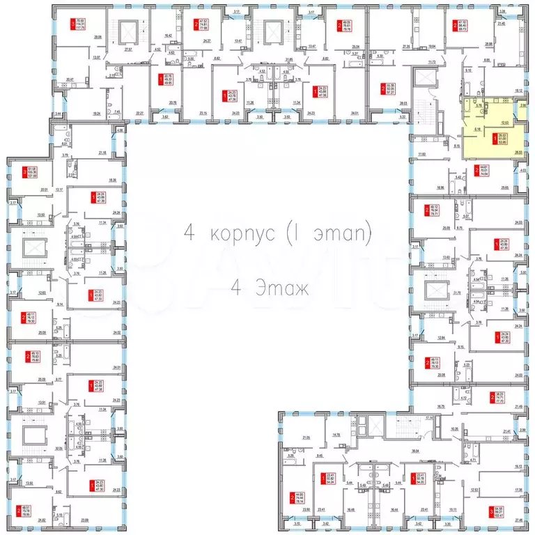 1-к. квартира, 54 м, 4/8 эт. - Фото 1