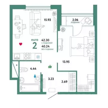 1-к кв. Свердловская область, Екатеринбург тракт Сибирский, 24Д (40.1 ... - Фото 2