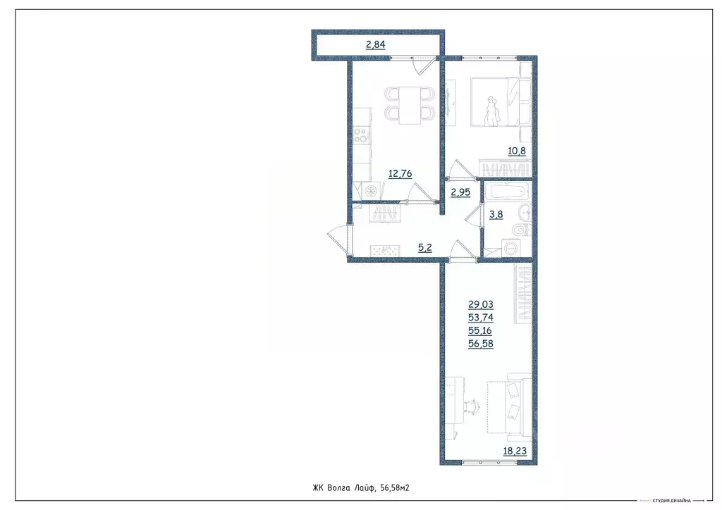 2-к кв. Тверская область, Тверь Новочеркасская ул., 49 (56.58 м) - Фото 2