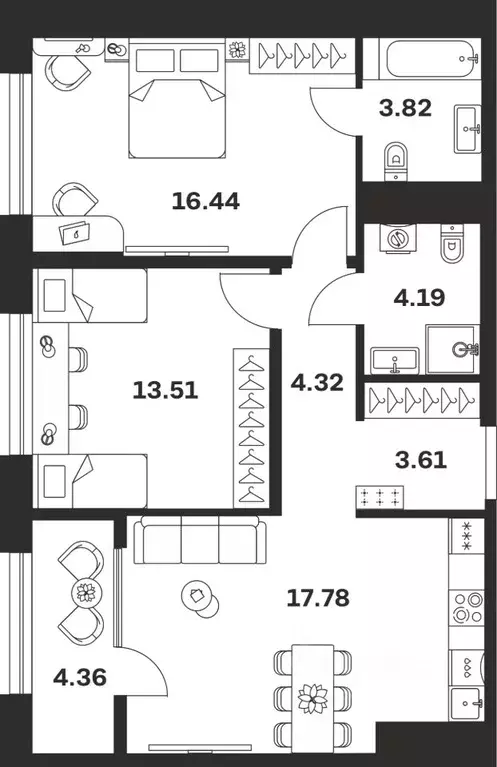 2-к кв. Тульская область, Тула ул. Болотникова, 4 (68.03 м) - Фото 1