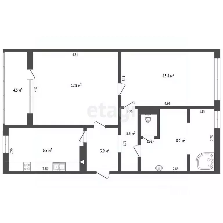 2-к кв. Севастополь ул. Вакуленчука, 14 (58.7 м) - Фото 2