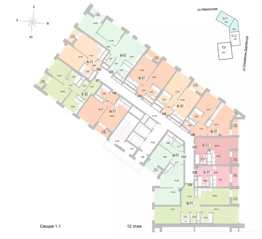 2-к кв. Свердловская область, Екатеринбург ул. Черкасская, 5к1 (52.76 ... - Фото 2