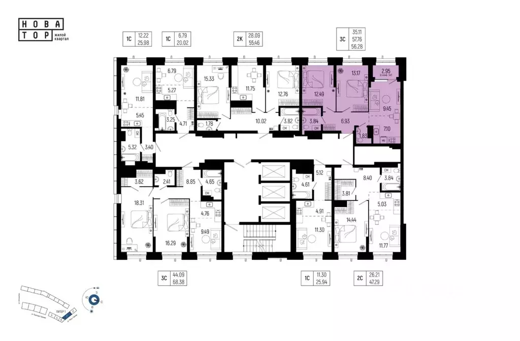 3-к кв. Башкортостан, Уфа Глумилино-1 мкр, Новатор жилой комплекс ... - Фото 2