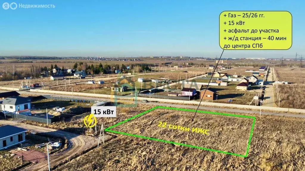 Участок в деревня Ладога, Янтарная улица (22 м) - Фото 1