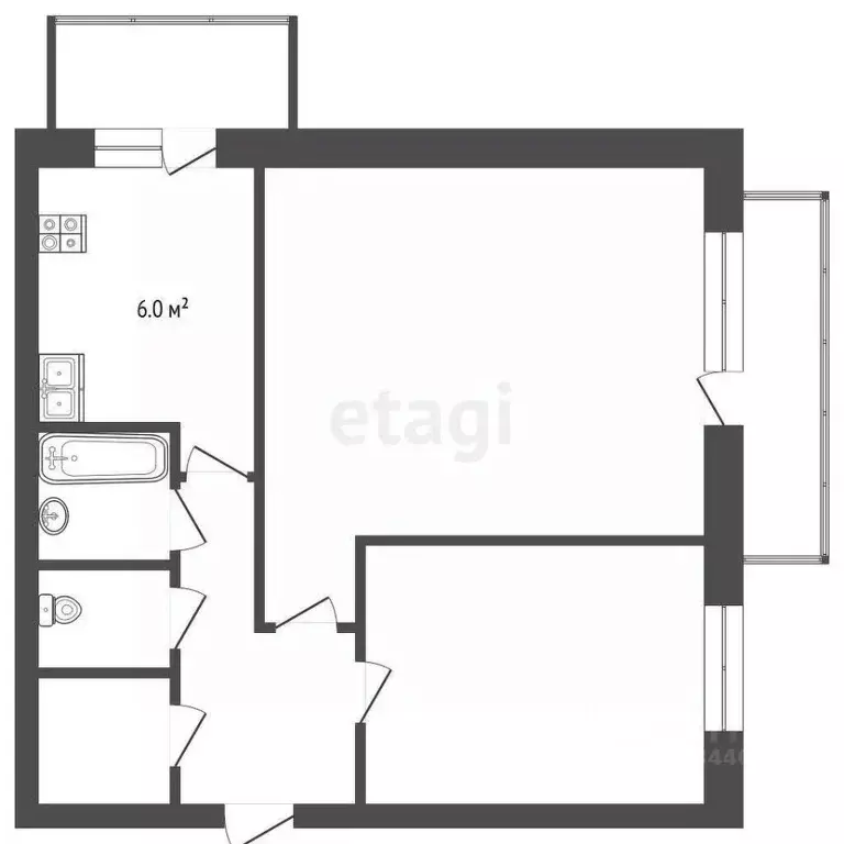 2-к кв. Тюменская область, Тюмень ул. Московский Тракт, 16 (42.6 м) - Фото 2