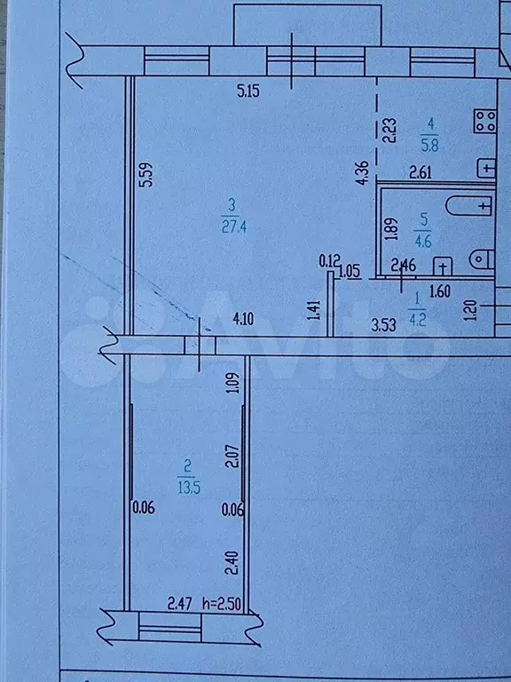 2-к. квартира, 56 м, 5/5 эт. - Фото 0