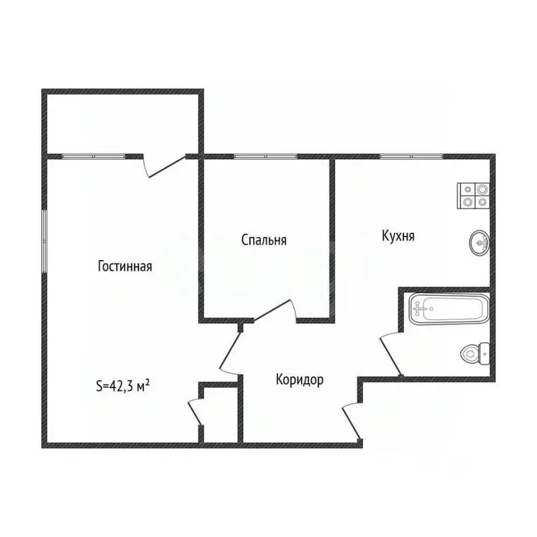 2-к кв. Алтайский край, Бийск ул. Воинов-интернационалистов, 63 (42.3 ... - Фото 2