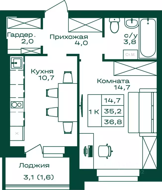 1-к кв. Алтай, Майминский район, с. Майма  (36.8 м) - Фото 0