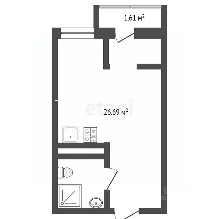 Студия Тюменская область, Тюменский муниципальный округ, д. Патрушева ... - Фото 1