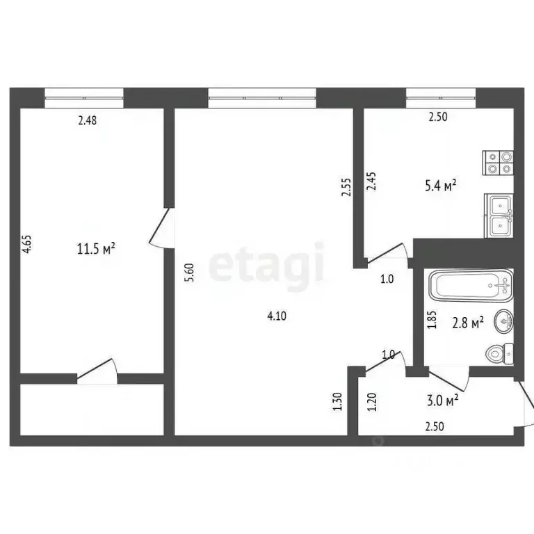 2-к кв. Белгородская область, Белгород ул. Николая Чумичова, 123 (41.0 ... - Фото 2