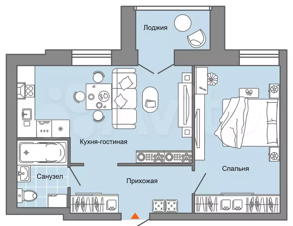 2-к. квартира, 49 м, 4/6 эт. - Фото 0