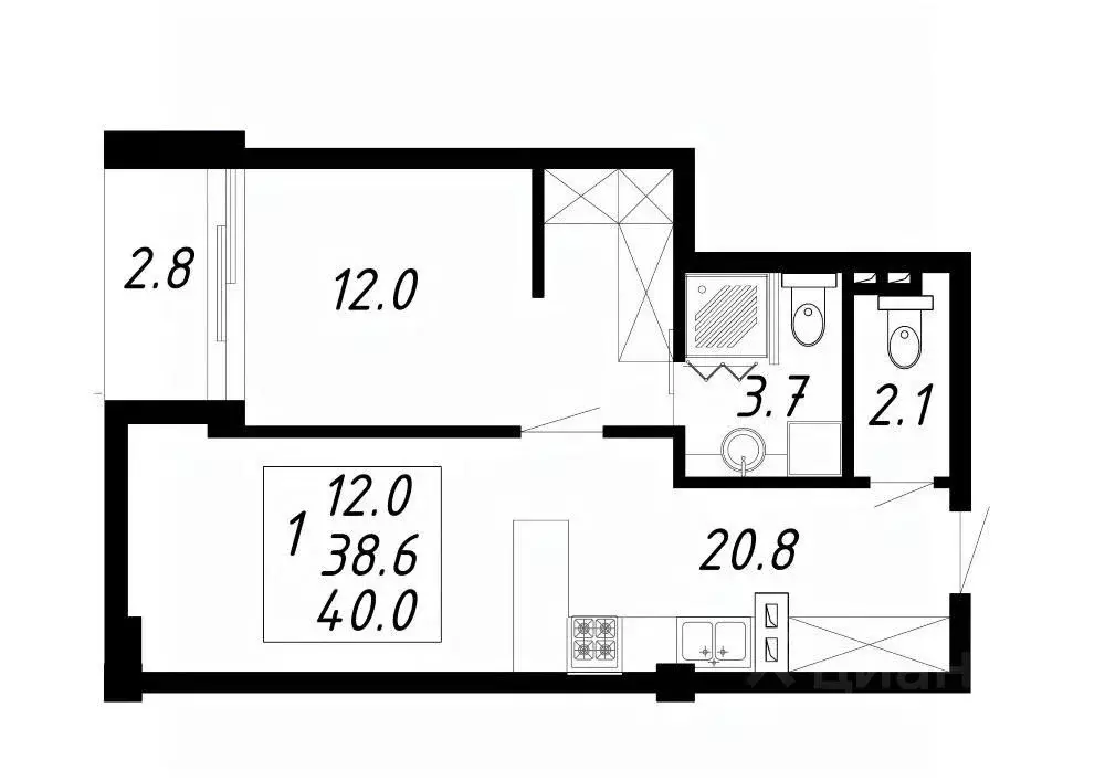 1-к кв. Ставропольский край, Ессентуки Озеро жилой комплекс (40.0 м) - Фото 1