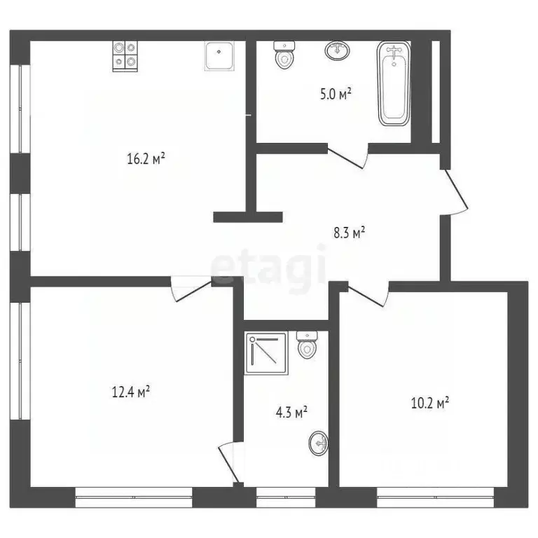 3-к кв. Тюменская область, Тюмень Полевая ул., 108 (56.36 м) - Фото 1