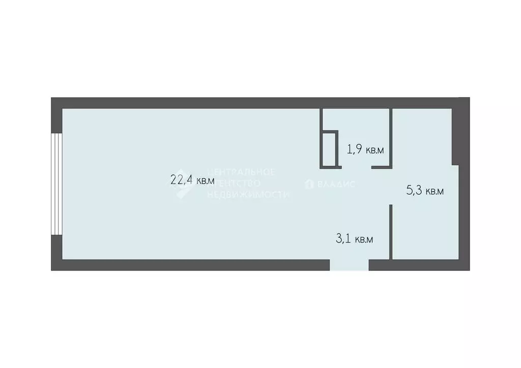 Квартира-студия: Рязань, улица Александра Полина, 3 (32.88 м) - Фото 1