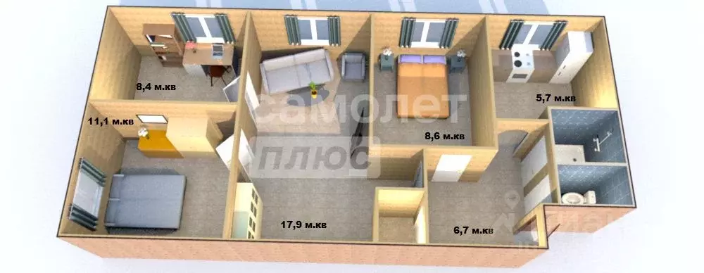 4-к кв. Башкортостан, Кумертау ул. Пушкина (61.0 м) - Фото 2