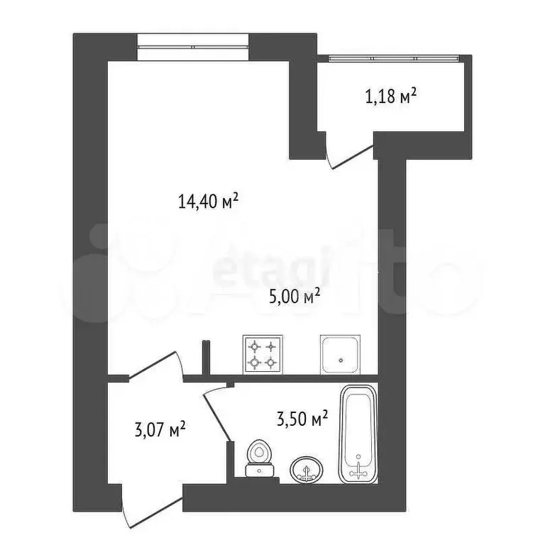 Квартира-студия, 27 м, 2/16 эт. - Фото 0