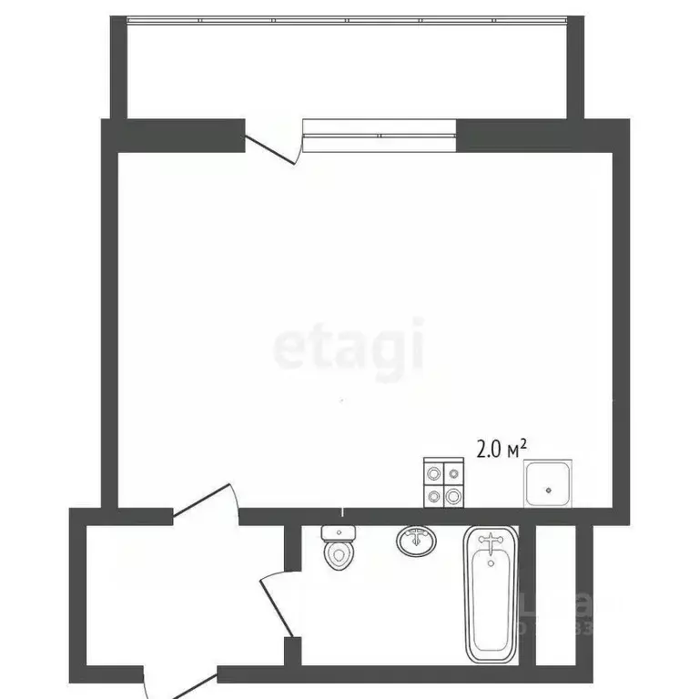 Студия Тюменская область, Тюмень Кремлевская ул., 112к4 (26.3 м) - Фото 1