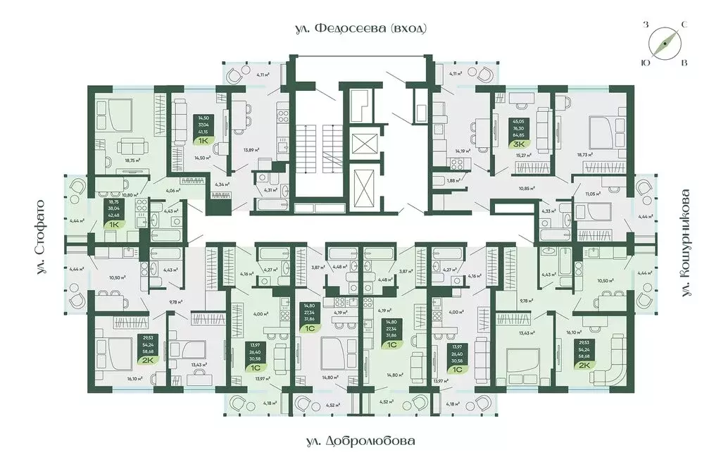 Квартира-студия: Новосибирск, улица Стофато, 26 (31.86 м) - Фото 2