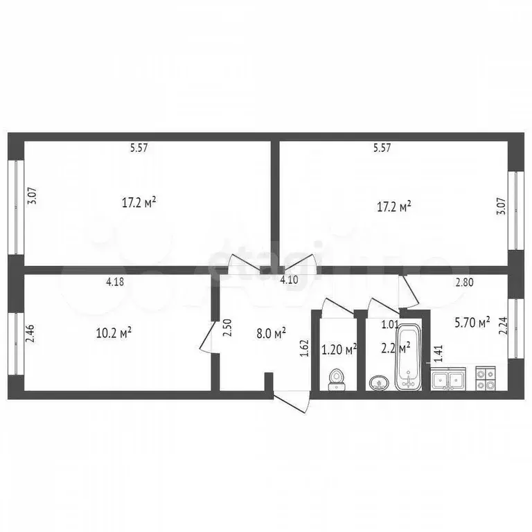 3-к. квартира, 62 м, 5/5 эт. - Фото 0