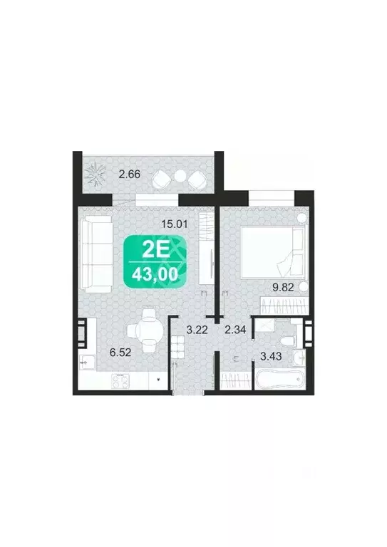 2-к кв. Забайкальский край, Чита Сосновый Бор мкр,  (43.0 м) - Фото 1