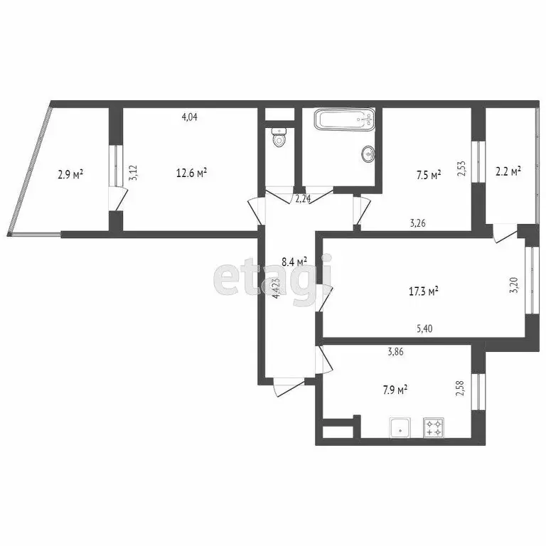 3-комнатная квартира: Симферополь, улица Лермонтова, 35 (63.8 м) - Фото 0
