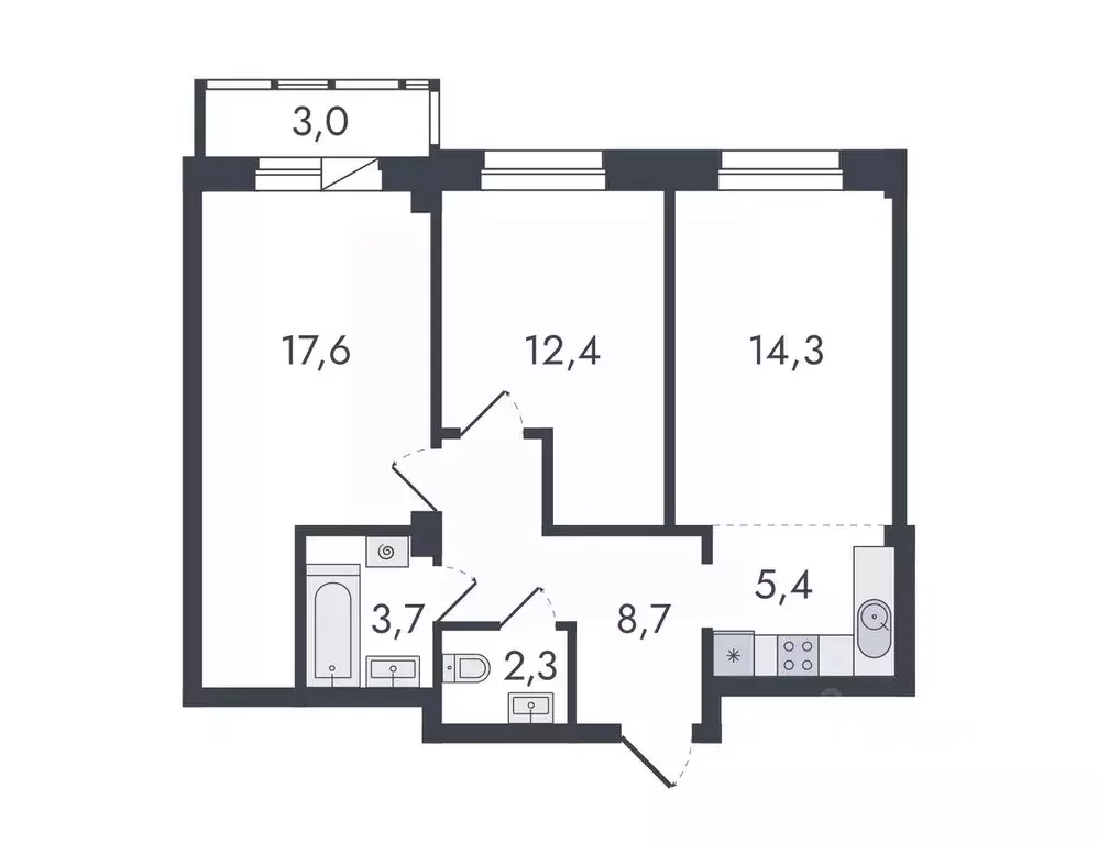 3-к кв. Кировская область, Киров ул. Чистопрудненская, 13 (67.4 м) - Фото 1