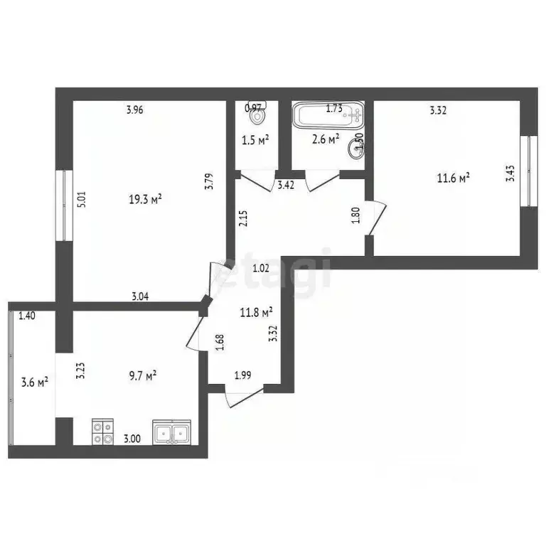 2-к кв. Башкортостан, Стерлитамакский район, Отрадовский сельсовет, с. ... - Фото 2