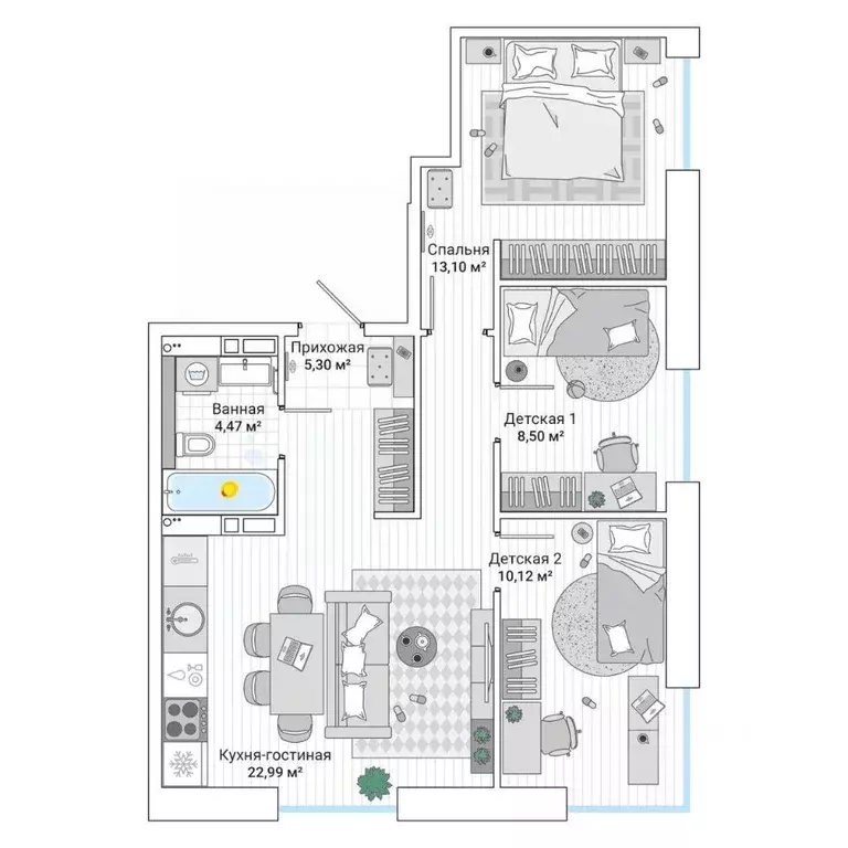 3-к кв. Приморский край, Владивосток ул. Нейбута (65.6 м) - Фото 1