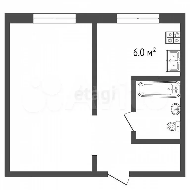 1-к. квартира, 30,1 м, 1/5 эт. - Фото 0