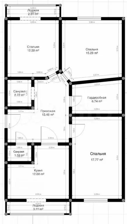 3-к. квартира, 88,8 м, 2/4 эт. - Фото 0