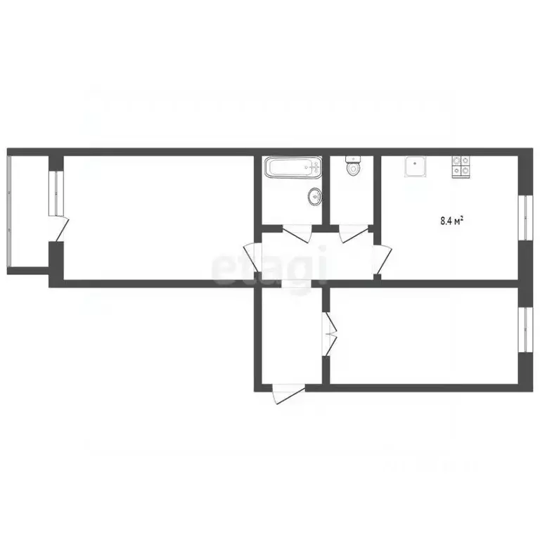 2-к кв. Тюменская область, Тюмень ул. Лесопарковая, 15 (60.0 м) - Фото 2