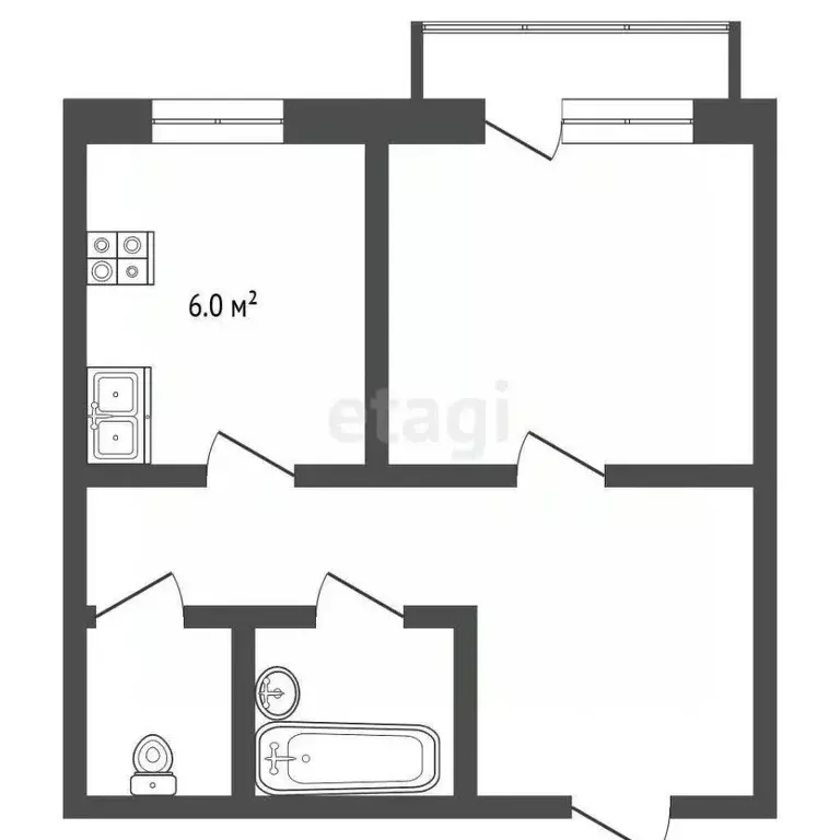 1-к кв. Ростовская область, Аксай ул. Карла Либкнехта, 124 (30.1 м) - Фото 2