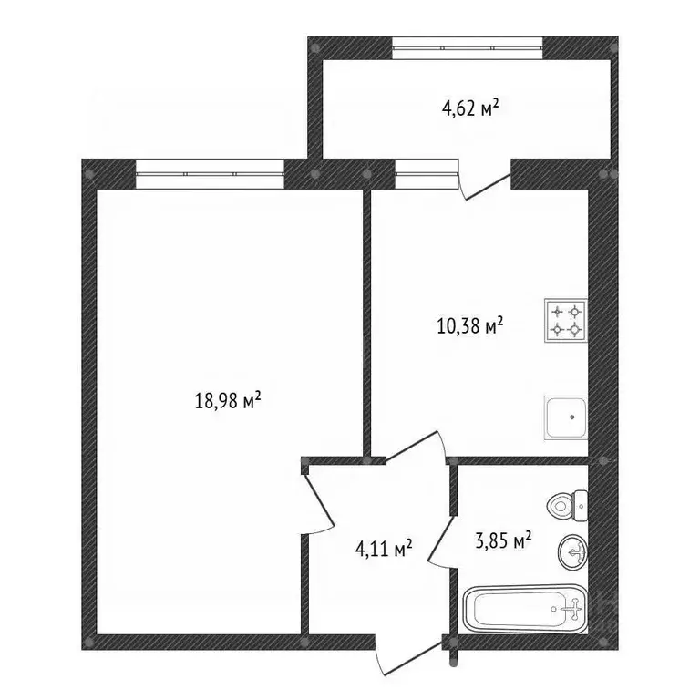 1-к кв. Башкортостан, Уфа ул. Энтузиастов, 16 (41.0 м) - Фото 2