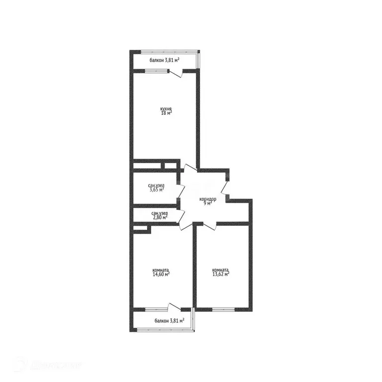 Продаётся 2-к квартира, 63.8 м - Фото 0