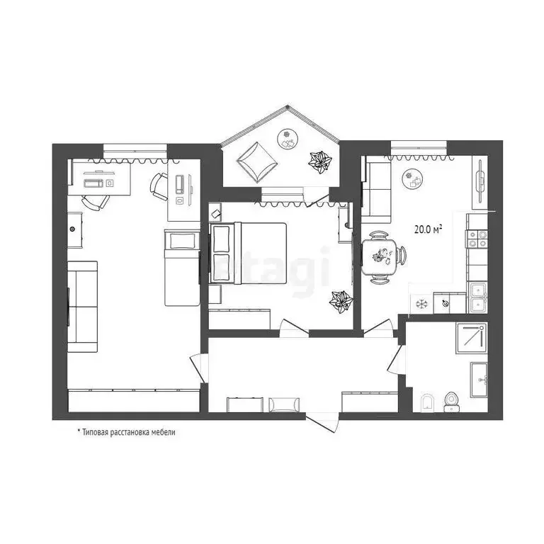 2-комнатная квартира: Тюмень, улица Малыгина, 52 (72.7 м) - Фото 1