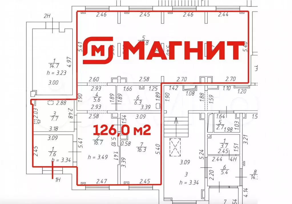 Помещение с  Магнит  в жилом массиве, 126 м - Фото 1