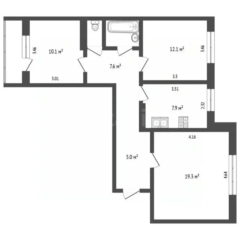 3-к кв. Крым, Ленино пгт ул. Энгельса, 15 (66.4 м) - Фото 2