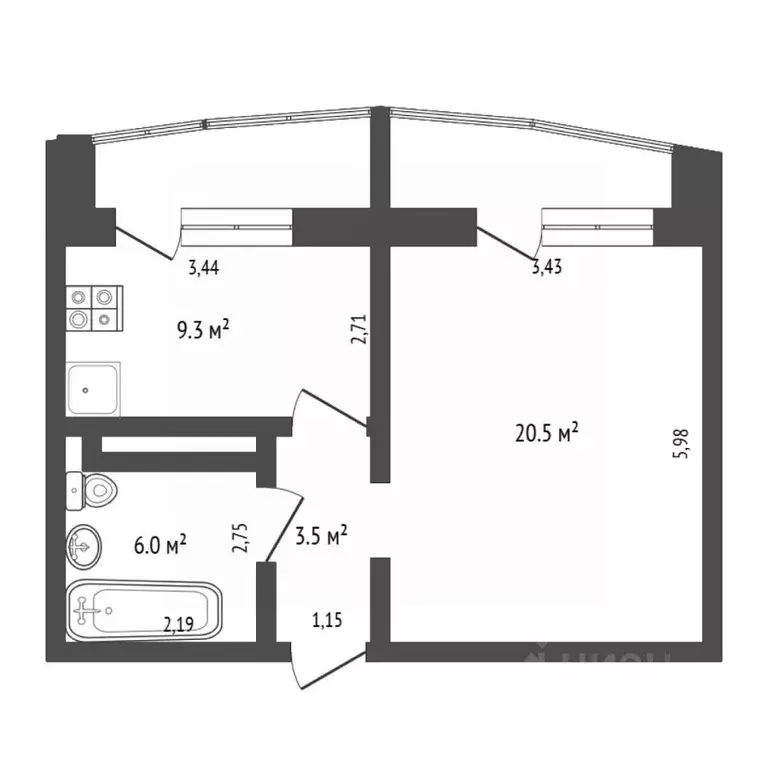 1-к кв. Тюменская область, Тюмень Широтная ул., 168к2 (39.7 м) - Фото 2