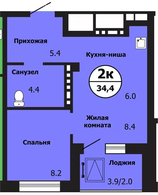 2-комнатная квартира: Красноярск, улица Лесников, 43 (34.4 м) - Фото 0