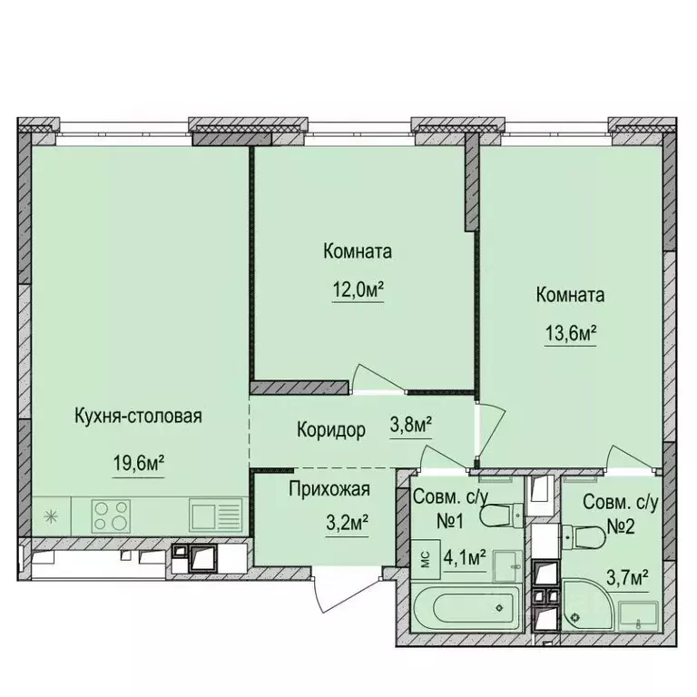 2-к кв. Удмуртия, Ижевск Союзная ул., 8Б (60.6 м) - Фото 1