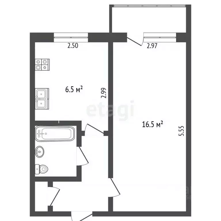 1-к кв. Вологодская область, Вологда ул. Можайского, 28 (29.8 м) - Фото 2