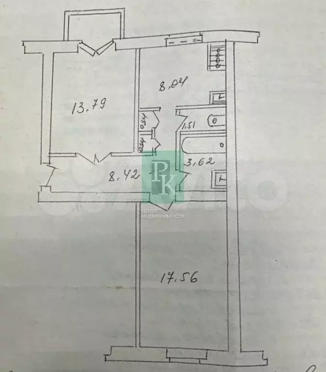 2-к. квартира, 54,3 м, 3/3 эт. - Фото 0