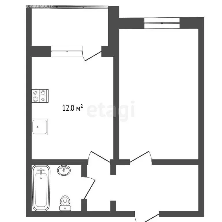 1-комнатная квартира: Тюмень, улица Александра Протозанова, 12к1 (39 ... - Фото 1