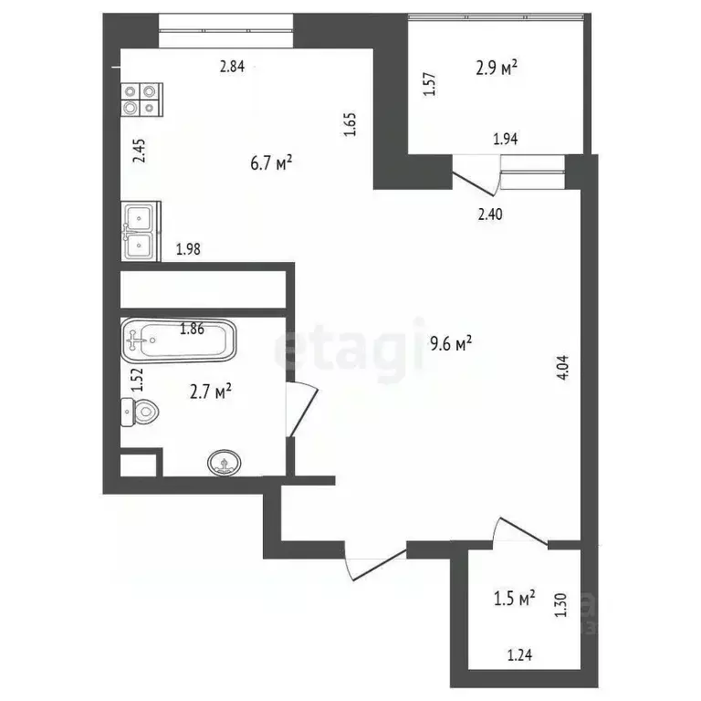 Студия Тюменская область, Тюмень Дамбовская ул., 25к1 (24.0 м) - Фото 2