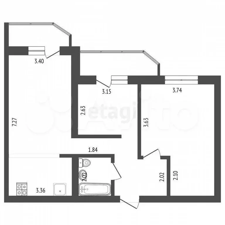 3-к. квартира, 63,6 м, 6/12 эт. - Фото 0